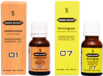 

SHEER SECRET LEMONGRASS ESSENTIAL OIL, CEDARWOOD ESSENTIAL OIL (15ML EACH)(30 ml)
