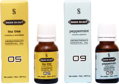 

SHEER SECRET PEPPERMINT ESSENTIAL OIL, TEA TREE ESSENTIAL OIL (15ML EACH)(30 ml)