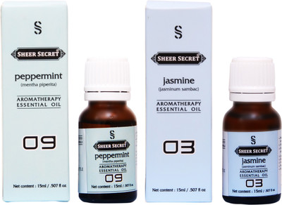 

SHEER SECRET JASMINE ESSENTIAL OIL, PEPPERMINT ESSENTIAL OIL (15ML EACH)(30 ml)