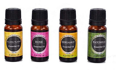 

Karma Karmakara Set of 4, 100% Pure Therapeutic Essential Oils Ylang Ylang Bergamot Rose Patchouli Essential Oil10ml(10 ml)