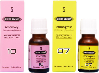 

SHEER SECRET LEMONGRASS ESSENTIAL OIL, ROSEMARY ESSENTIAL OIL (15ML EACH)(30 ml)