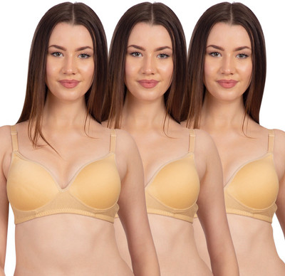 KOMLI by Komli Beige Heavily Padded Full Coverage T-Shirt Women T-Shirt Lightly Padded Bra(Beige)