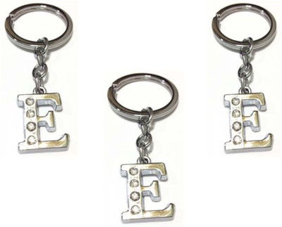 Rashi Traders Alphabet E Chrome Key Chain ( pack Of 3) Key Chain(Silver)