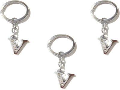 Rashi Traders Alphabet V Chrome Key Chain ( pack Of 3) Key Chain(Silver)