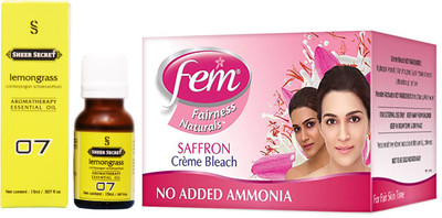 

SHEER SECRET LEMONGRASS ESSENTIAL OIL 15ML and FEM SAFFRON BLEACH 64 GRAMS(Set of 2)
