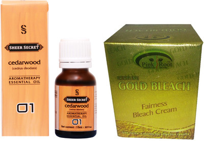 

SHEER SECRET CEDARWOOD ESSENTIAL OIL 15ML and PINK ROOT GOLD BLEACH 43 GRAMS(Set of 2)