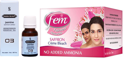 

SHEER SECRET JASMINE ESSENTIAL OIL 15ML and FEM SAFFRON BLEACH 64 GRAMS(Set of 2)