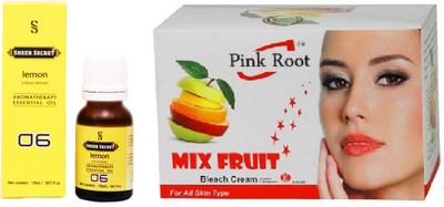 

SHEER SECRET LEMON ESSENTIAL OIL 15ML and PINK ROOT MIX FRUIT BLEACH 43 GRAMS(Set of 2)