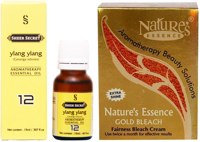 

SHEER SECRET YLANG ESSENTIAL OIL 15ML and NATURE GOLD BLEACH 43 GRAMS(Set of 2)