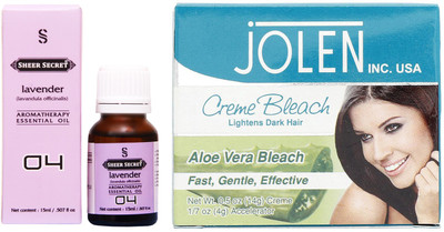 

SHEER SECRET LAVENDER ESSENTIAL OIL 15ML and JOLEN ALOEVERA BLEACH 35GRAMS(Set of 2)
