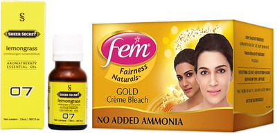 

SHEER SECRET LEMONGRASS ESSENTIAL OIL 15ML and FEM GOLD BLEACH 30 GRAMS(Set of 2)