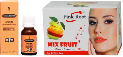 

SHEER SECRET ORANGE ESSENTIAL OIL 15ML and PINK ROOT MIX FRUIT BLEACH 43 GRAMS(Set of 2)