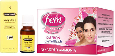 

SHEER SECRET YLANG ESSENTIAL OIL 15ML and FEM SAFFRON BLEACH 64 GRAMS(Set of 2)