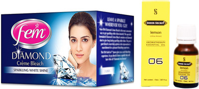 

SHEER SECRET LEMON ESSENTIAL OIL 15ML and FEM DIAMOND BLEACH 30 GRAMS(Set of 2)