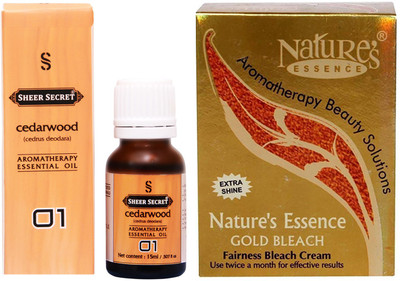 

SHEER SECRET CEDARWOOD ESSENTIAL OIL 15ML and NATURE GOLD BLEACH 43 GRAMS(Set of 2)