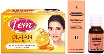 

SHEER SECRET SANDALWOOD ESSENTIAL OIL 15ML and FEM DE TAN BLEACH 30 GRAMS(Set of 2)