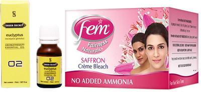 

SHEER SECRET EUCLYPTUS ESSENTIAL OIL 15ML and FEM SAFFRON BLEACH 64 GRAMS(Set of 2)