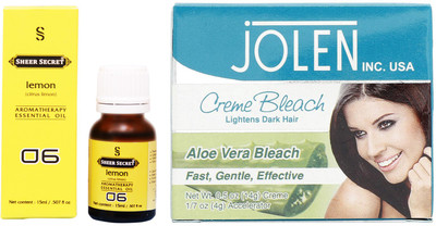

SHEER SECRET LEMON ESSENTIAL OIL 15ML and JOLEN ALOEVERA BLEACH 35GRAMS(Set of 2)