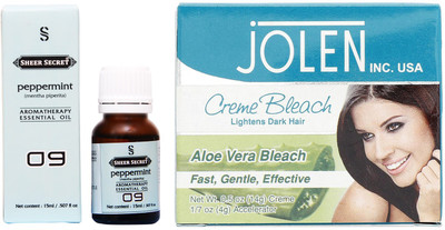 

SHEER SECRET PEPPERMINT ESSENTIAL OIL 15ML and JOLEN ALOEVERA BLEACH 35GRAMS(Set of 2)