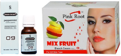 

SHEER SECRET PEPPERMINT ESSENTIAL OIL 15ML and PINK ROOT MIX FRUIT BLEACH 43 GRAMS(Set of 2)