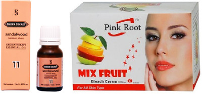 

SHEER SECRET SANDALWOOD ESSENTIAL OIL 15ML and PINK ROOT MIX FRUIT BLEACH 43 GRAMS(Set of 2)