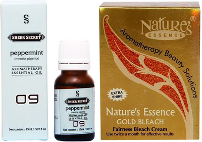 

SHEER SECRET PEPPERMINT ESSENTIAL OIL 15ML and NATURE GOLD BLEACH 43 GRAMS(Set of 2)