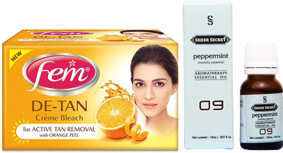 

SHEER SECRET PEPPERMINT ESSENTIAL OIL 15ML and FEM DE TAN BLEACH 30 GRAMS(Set of 2)