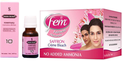 

SHEER SECRET ROSEMARY ESSENTIAL OIL 15ML and FEM SAFFRON BLEACH 64 GRAMS(Set of 2)