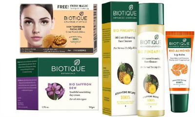 

BIOTIQUE BIO Skin Tightening Facial Kit, Bio Saffron Dew Youthful Nourishing Day Cream, Bio Pineapple Oil Control Face Cleanser For Normal To Oil Skin , LIP CARE(Set of 4)