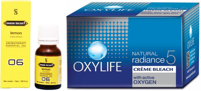 

SHEER SECRET LEMON ESSENTIAL OIL 15ML and OXYLIFE BLEACH 27 GRAMS(Set of 2)
