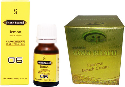 

SHEER SECRET LEMON ESSENTIAL OIL 15ML and PINK ROOT GOLD BLEACH 43 GRAMS(Set of 2)