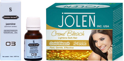 

SHEER SECRET JASMINE ESSENTIAL OIL 15ML and JOLEN GOLD BLEACH 35GRAMS(Set of 2)