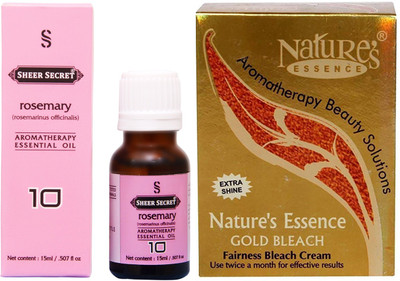 

SHEER SECRET ROSEMARY ESSENTIAL OIL 15ML and NATURE GOLD BLEACH 43 GRAMS(Set of 2)