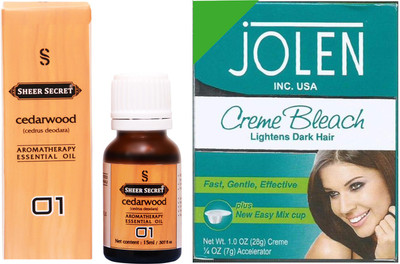 

SHEER SECRET CEDARWOOD ESSENTIAL OIL 15ML and JOLEN NORMAL BLEACH 35GRAMS(Set of 2)