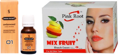 

SHEER SECRET CEDARWOOD ESSENTIAL OIL 15ML and PINK ROOT MIX FRUIT BLEACH 43 GRAMS(Set of 2)