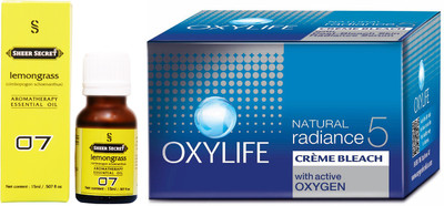 

SHEER SECRET LEMONGRASS ESSENTIAL OIL 15ML and OXYLIFE BLEACH 27 GRAMS(Set of 2)