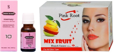 

SHEER SECRET ROSEMARY ESSENTIAL OIL 15ML and PINK ROOT MIX FRUIT BLEACH 43 GRAMS(Set of 2)