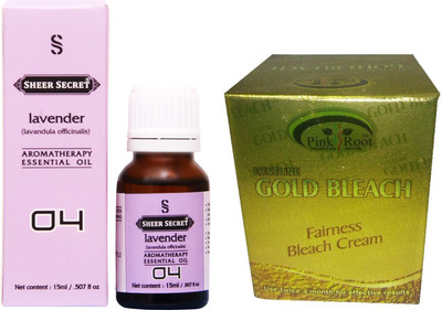 

SHEER SECRET LAVENDER ESSENTIAL OIL 15ML and PINK ROOT GOLD BLEACH 43 GRAMS(Set of 2)