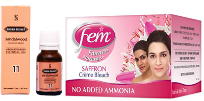 

SHEER SECRET SANDALWOOD ESSENTIAL OIL 15ML and FEM SAFFRON BLEACH 64 GRAMS(Set of 2)