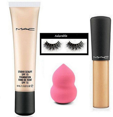 

Adorable eyelashes,mac studio sculpt spf 15 foundation,mineralize concealer with sponge puff(Set of 4)