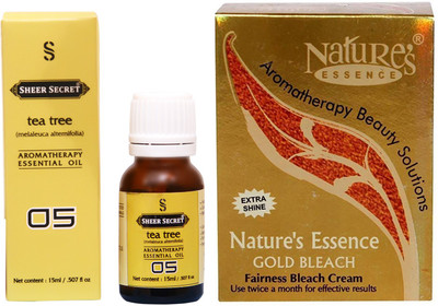 

SHEER SECRET TEA TREE ESSENTIAL OIL 15ML and NATURE GOLD BLEACH 43 GRAMS(Set of 2)