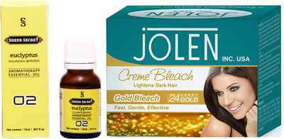 

SHEER SECRET EUCLYPTUS ESSENTIAL OIL 15ML and JOLEN GOLD BLEACH 35GRAMS(Set of 2)