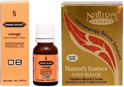 

SHEER SECRET ORANGE ESSENTIAL OIL 15ML and NATURE GOLD BLEACH 43 GRAMS(Set of 2)