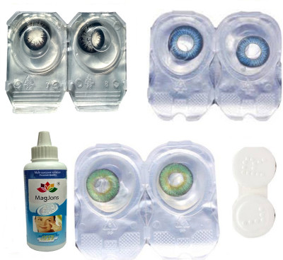 

Magjons 3 Pair Green, Blue, Black Monthly Contact Lens(0, Green, Blue, Black, Pack of 3)