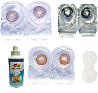 

Magjons 3 Pair Violet, Black, Honey Monthly Contact Lens(0, Violet, Hazel, Black, Pack of 3)
