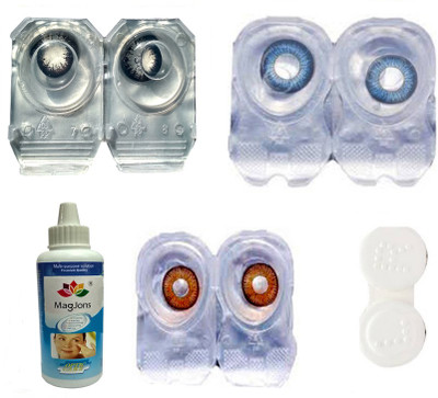 

Magjons 3 Pair Blue, Brown, Black Monthly Contact Lens(0, Blue, Brown, Black, Pack of 3)