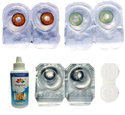 

Magjons 3 Pair Green, Brown, Black Monthly Contact Lens(0, Black, Green, Brown, Pack of 3)