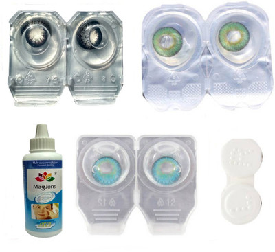 

Magjons 3 Pair Green, Black, turquoise Monthly Contact Lens(0, Green, Black, turquoise, Pack of 3)