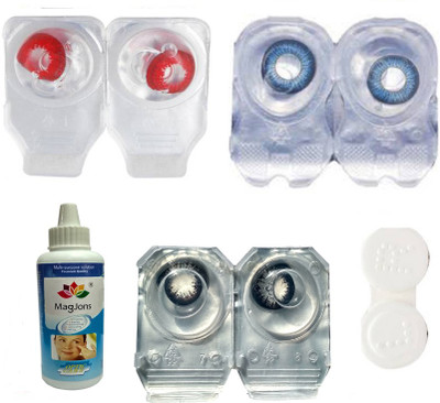 

Magjons 3 Pair Blue, Red, Black Monthly Contact Lens(0, Red, Blue, Black, Pack of 3)