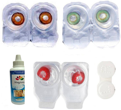 

Magjons 3 Pair Green, Brown, Red Monthly Contact Lens(0, Red, Brown, Green, Pack of 3)